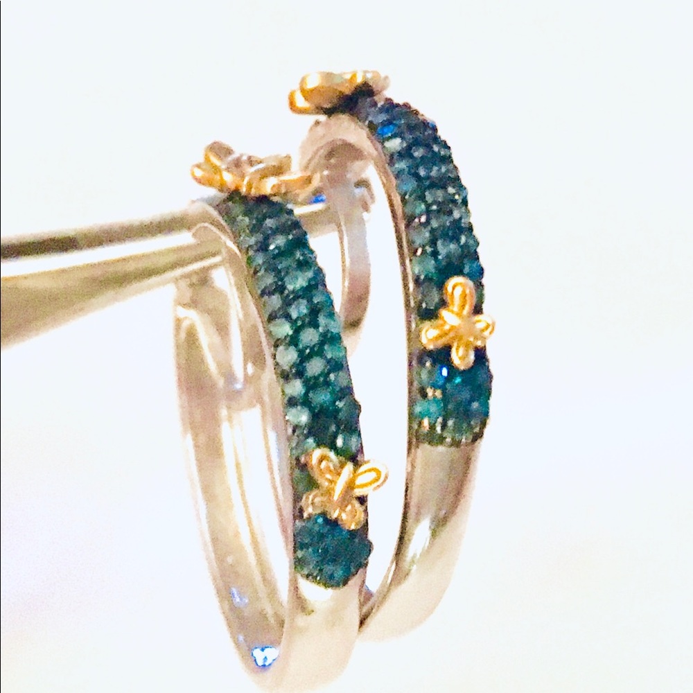 Velvet Blue Diamond Hoop Earrings